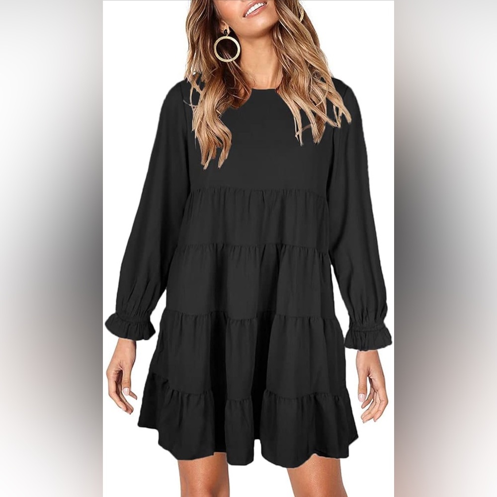 Joteisy Women’s Summer Ruffle Sleeve Round Neck Loose Fit Casual Swing Short Min - Picture 1 of 6